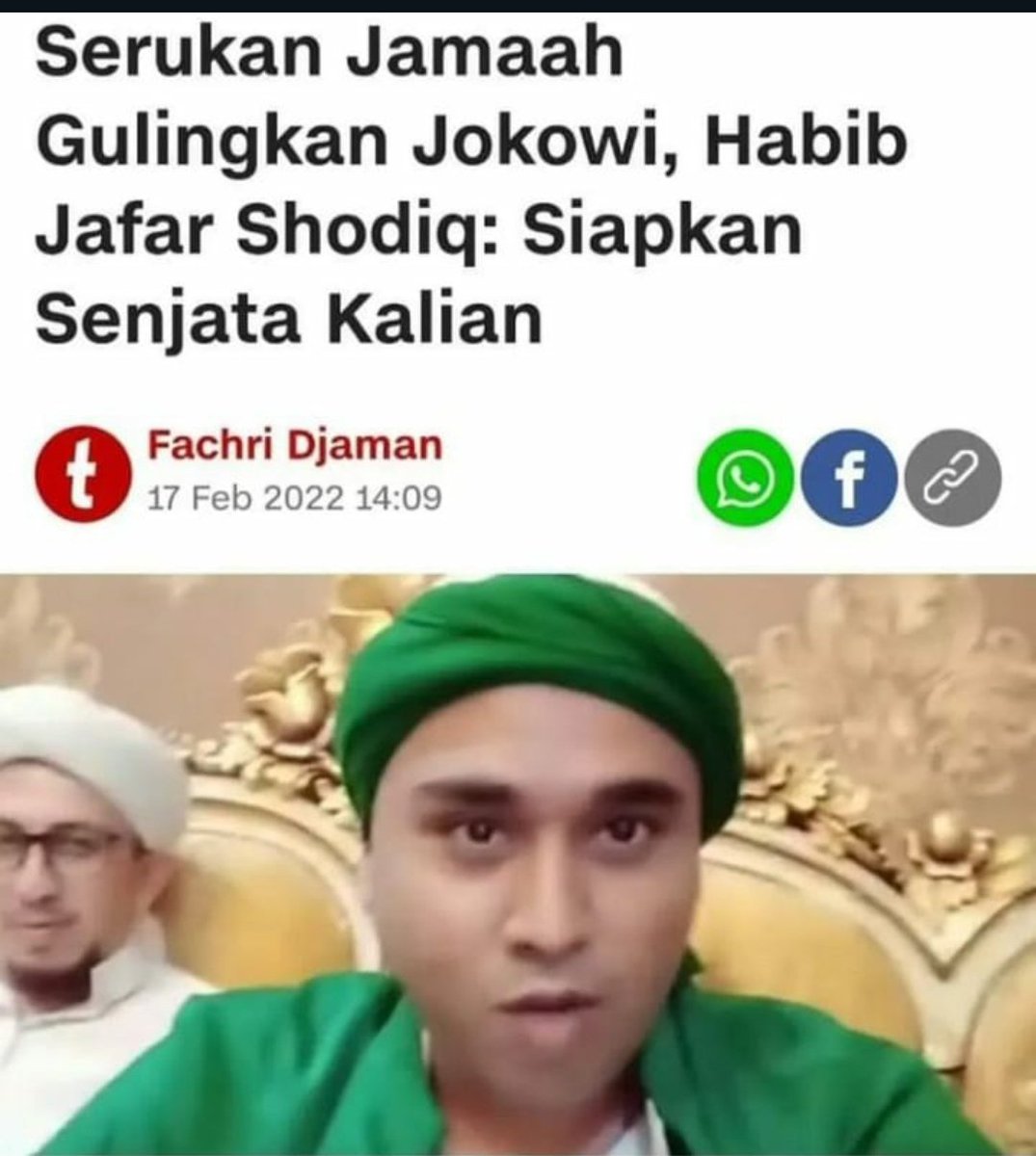 Seruan MAKAR dari Habieb japar sodiq,seharusnya udah bisa diambil tindakan tegas oleh aparat penegak hukum.

#WaspadaVirusOmidrun