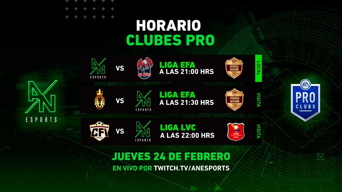 esports_an's tweet photo. ¡Hoy también juega el Verde digital! ⚽💥
.
Te dejamos el link de nuestro canal de Twitch 👇🏻📺
https://t.co/l07BLZJ5mp
.
#VamosNacional #VamosVerde #ANEsports https://t.co/fKDZ9ISObN