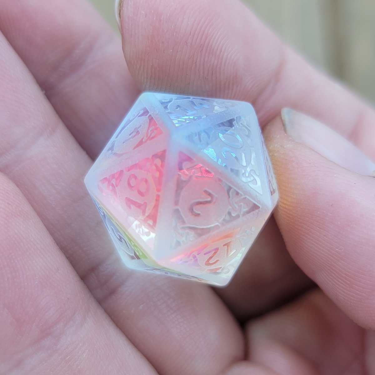 Raised Holographic Obsidian Gemstone DnD Dice Set Cat Butt Dice