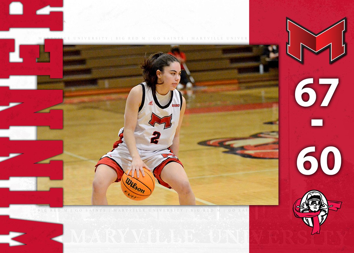 MaryvilleSaints's tweet photo. 🏀WBB Winner! The Saints @MaryvilleWBB break Lewis' eight-game winning streak with a 67-60 triumph. Mussorici with 17 points to top four Maryville players in double figures.
🐾🏀#BigRedM #GLVCwbb https://t.co/8Z8vClosY0