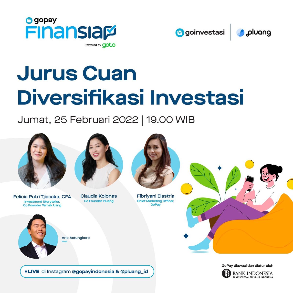 Siapa yang mau dapat jurus cuan diversifikasi investasi? Ayo ikutan webinar <a href="/pluang_id/">Pluang - Crypto, Saham & ETF AS, Emas, Reksa Dana</a> bareng <a href="/gopayindonesia/">GoPay Indonesia</a> malam ini pukul 19.00 WIB di IG Live Pluang! Ada hadiah senilai total Rp 1 juta untuk penanya terpilih! :)