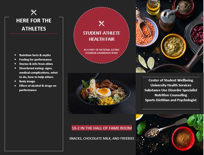 GoMocsSAAC's tweet image. Tomorrow from 10-2 in the Hall of Fame Room, come find out more about fueling to be your best athlete! 🏆
•
Dietitians, University Services, Community Resources, and more will be here, plus snacks and resources from elite athletes and trainers.