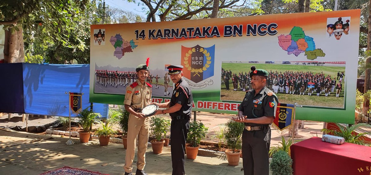 Dte_kargo's tweet photo. #RDC2022  Felicitation ceremony of RDC cdts of 14 Kar Bn, was held at Mysore. Unit got 3x DGNCC commendation Card and 1x Defence secretary commendation Card. Excellent accomplishment for a unit in one year @HQ_DG_NCC @adgpi @drajaykumar_ias @SpokespersonMoD https://t.co/jUOQ0JkFt2