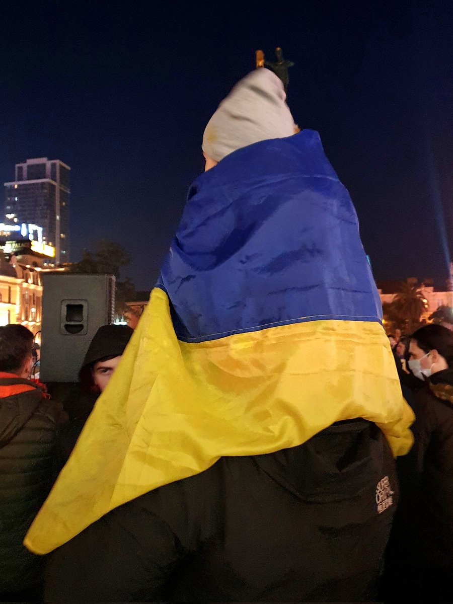 sandra__mad's tweet photo. what Putin is doing is horrific and I can't even put into words how I feel. 

I stand with Ukraine.

protest against Russian invasion today in Batumi, Georgia. https://t.co/LR7yxm71Zr