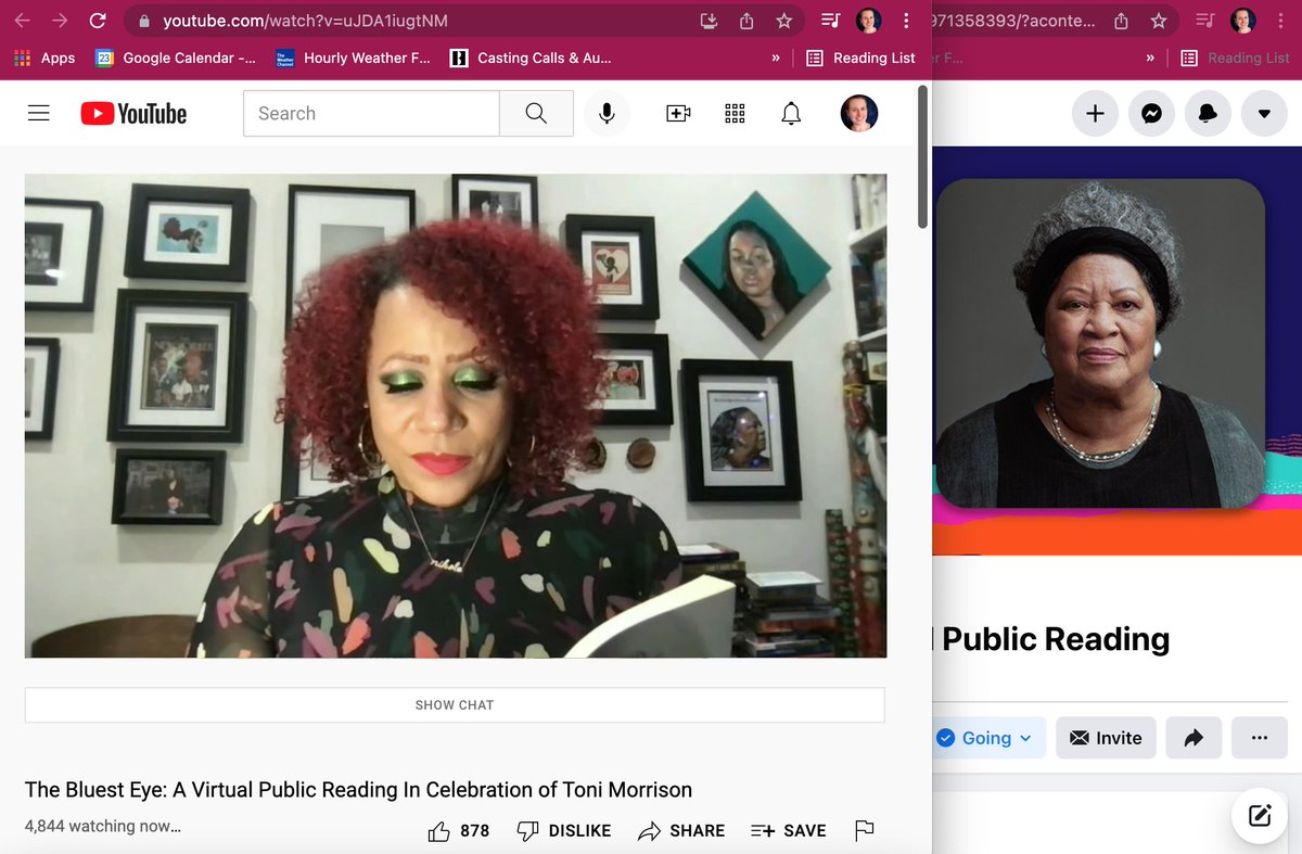 RoseAFtz's tweet photo. Loved THE BLUEST EYE virtual reading (part 1) to celebrate Toni Morrison yesterday. Thank you @LitPartners @nhannahjones et al. Excited for part 2 tonight! https://t.co/MERVHlVfXA
#Blackhistorymonth #ToniMorrison #LiteracyPartners #TheBluestEye #WordsShapeOurWorld #bannedbooks https://t.co/0HWCUQTElQ