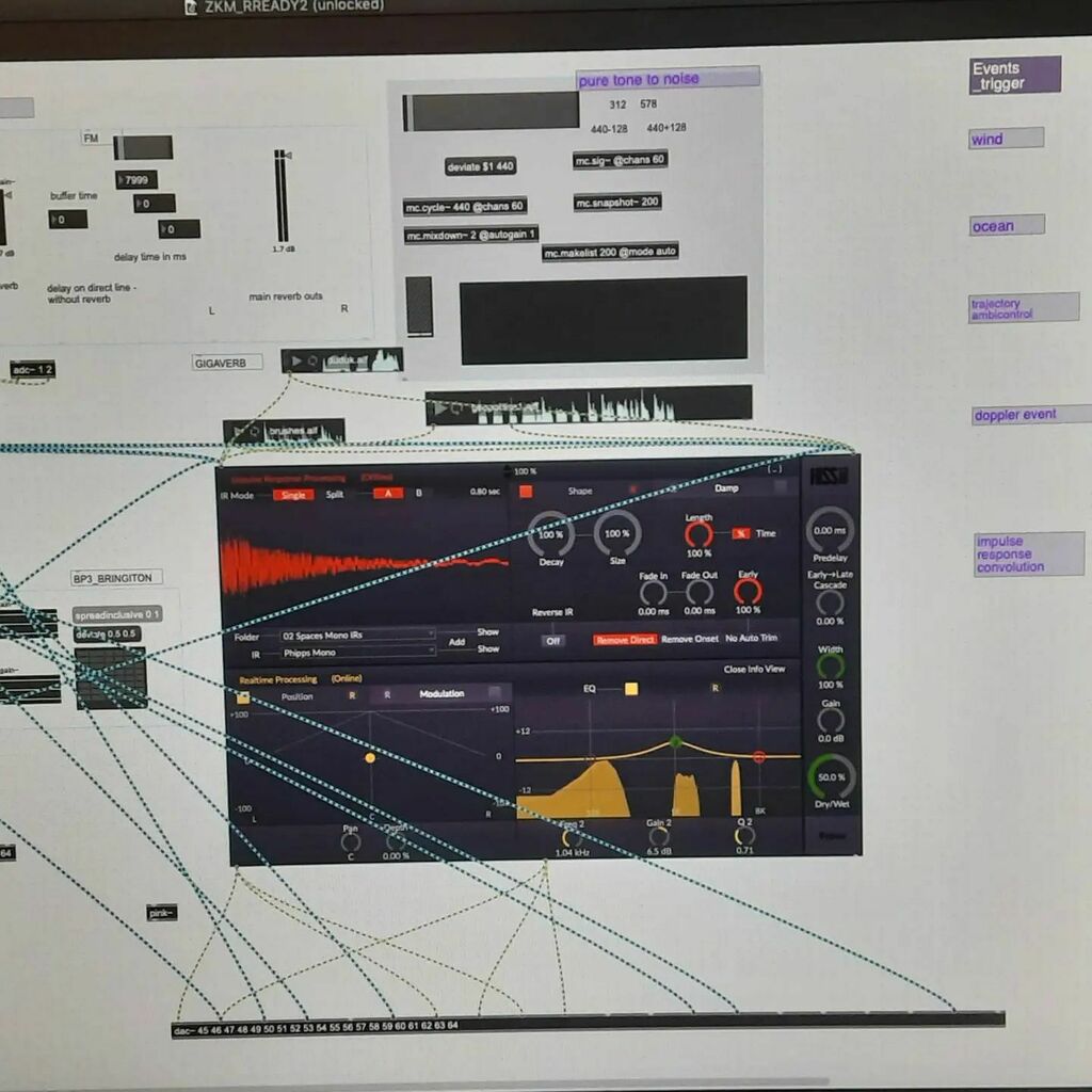 I found some particles of the answer to the question : what does spatiality offer to composition? 

It offerce interaction and interference of sounds outside the brain. 

And it offers a landscape. But so does stereo, im not sure about this 2nd one. 

I … instagr.am/p/CaX9M03L9fB/