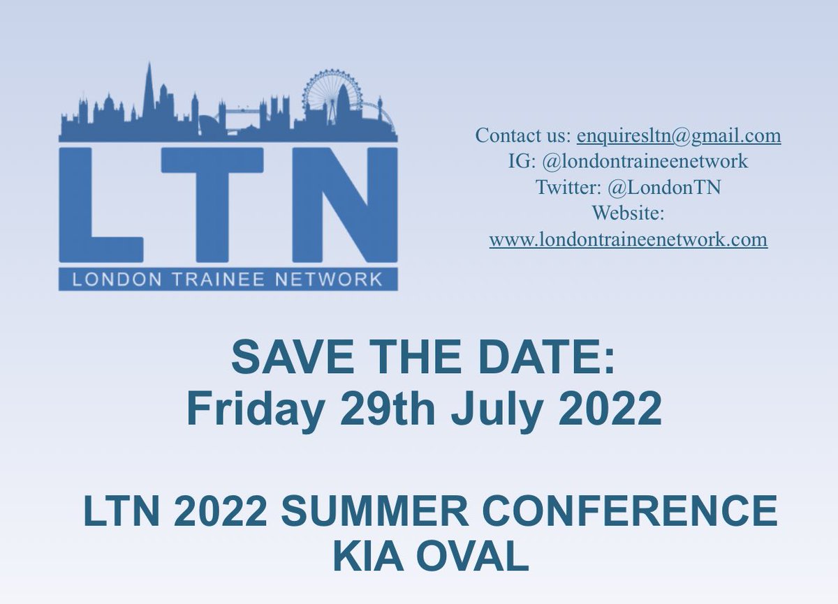 Now #SaveTheDate for our annual in-person #LTNConference2022 on:

 🗓 Friday 29th July 2022 at the @KiaOvalEvents 🎉 

#MedTwitter #MedEd