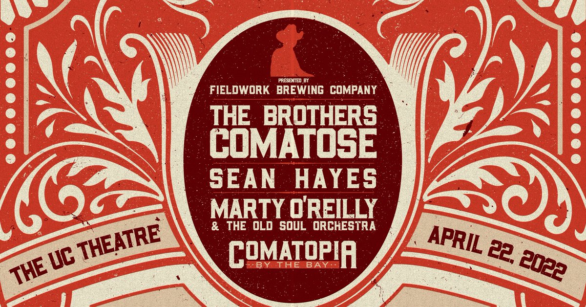 JUST ANNOUNCED: Comatopia By The Bay returns to The UC Theatre! The Brothers Comatose (@broscomatose) are throwing this big ol' party, presented by @FieldworkBrewCo, on Friday, April 22! 🍻🎶 🎫 On Sale: Friday, March 4 @ 10AM