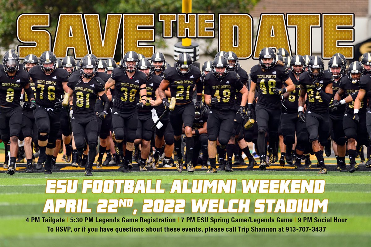 Mark your calendars❗️ 
Please join us April 22nd for the tailgate, Legends Game, and ESU Spring Game❗️

#FindAWay | #StingersUp