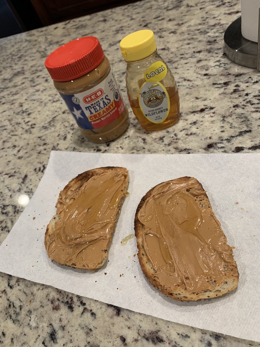 EdCosner's tweet photo. Peanut Butter and Honey (local) sandwiches have been fueling my training sessions and competitions for as long as I can remember!! 

#oldstrongguysrule #powersportstrengthconditioning #tight5performance #3xlstout https://t.co/p74B1KRHWF