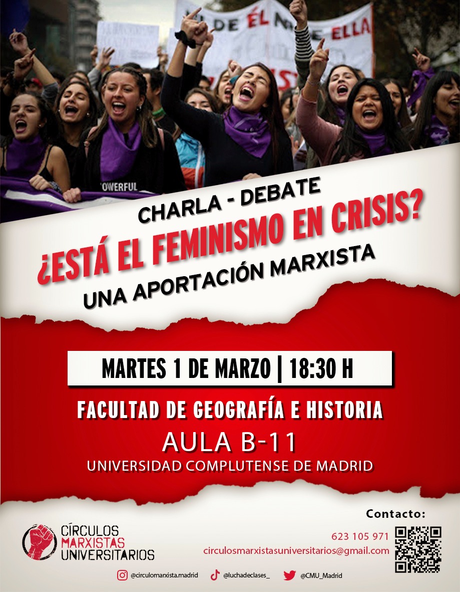 OCR_Madrid's tweet photo. 📣📣 Próximo CMU donde discutiremos si el feminismo se encuentra en crisis, de cara a la lucha del día de la mujer trabajadora el #8M Será el próximo martes 1 de marzo en la facultad de geografía e historia de la Complutense, aula B-11, a las 18:30h. Os esperamos allí ✊✊ https://t.co/N6lInPGKPj