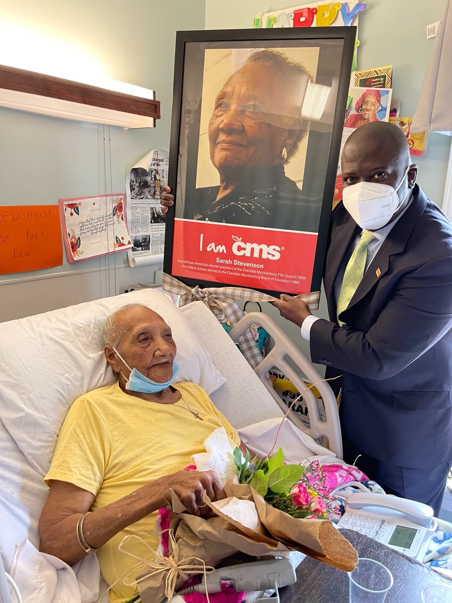 Had an inspiring visit this week with a spry Sarah Stevenson. She sang, we laughed, took pictures and prayed. A remarkably brilliant human being. Grateful to present her with an "I am CMS" poster. A reminder that I stand on the shoulders of this giant, a woman of many "firsts."