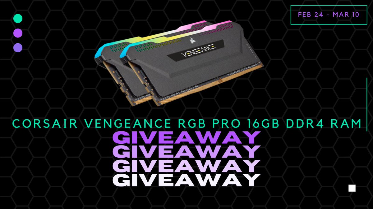 SpecQuest's tweet photo. 🎁 WIN 16GB OF RAM 🎁

Need some more RAM for your gaming PC? Enter now for your chance to win! 

Click the Link below and RT this to enter! 👇

https://t.co/lbV34DZqM5 https://t.co/6saOx9Zkbq