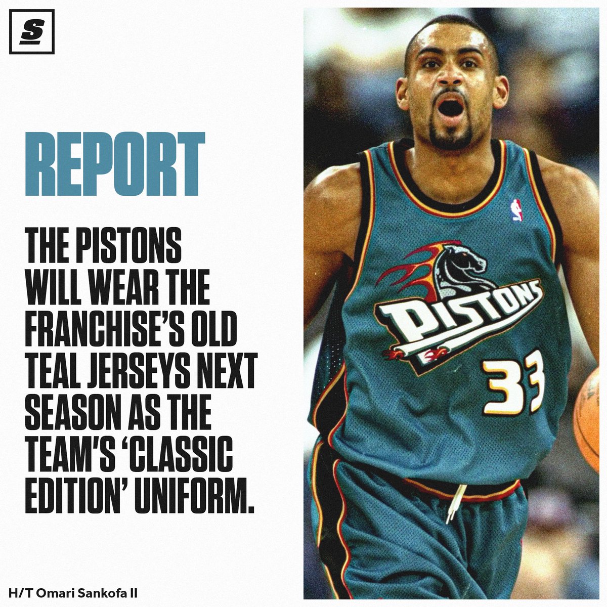 The Pistons are bringing back the 90s teal jerseys for next season. 🔥
