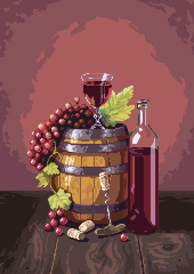 PixelArtJourney's tweet image. Photo study of a wine barrel. #pixelart