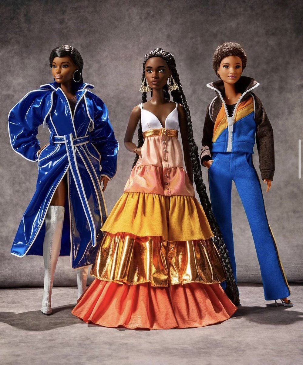 We are inlove with this! @Barbie_Style x #harlemsfashionrow recently released a collection of new Barbies wearing Black designers @officialHanifa, @KimberlyGoldson, and @richfresh💕