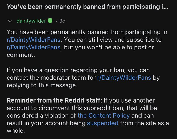I was permanently banned from a subreddit that I created. Reddit in a nutshell lol https://t.co/3a57<a href="/tag/onmfc"class="tags"><span>#onmfc</span></a>