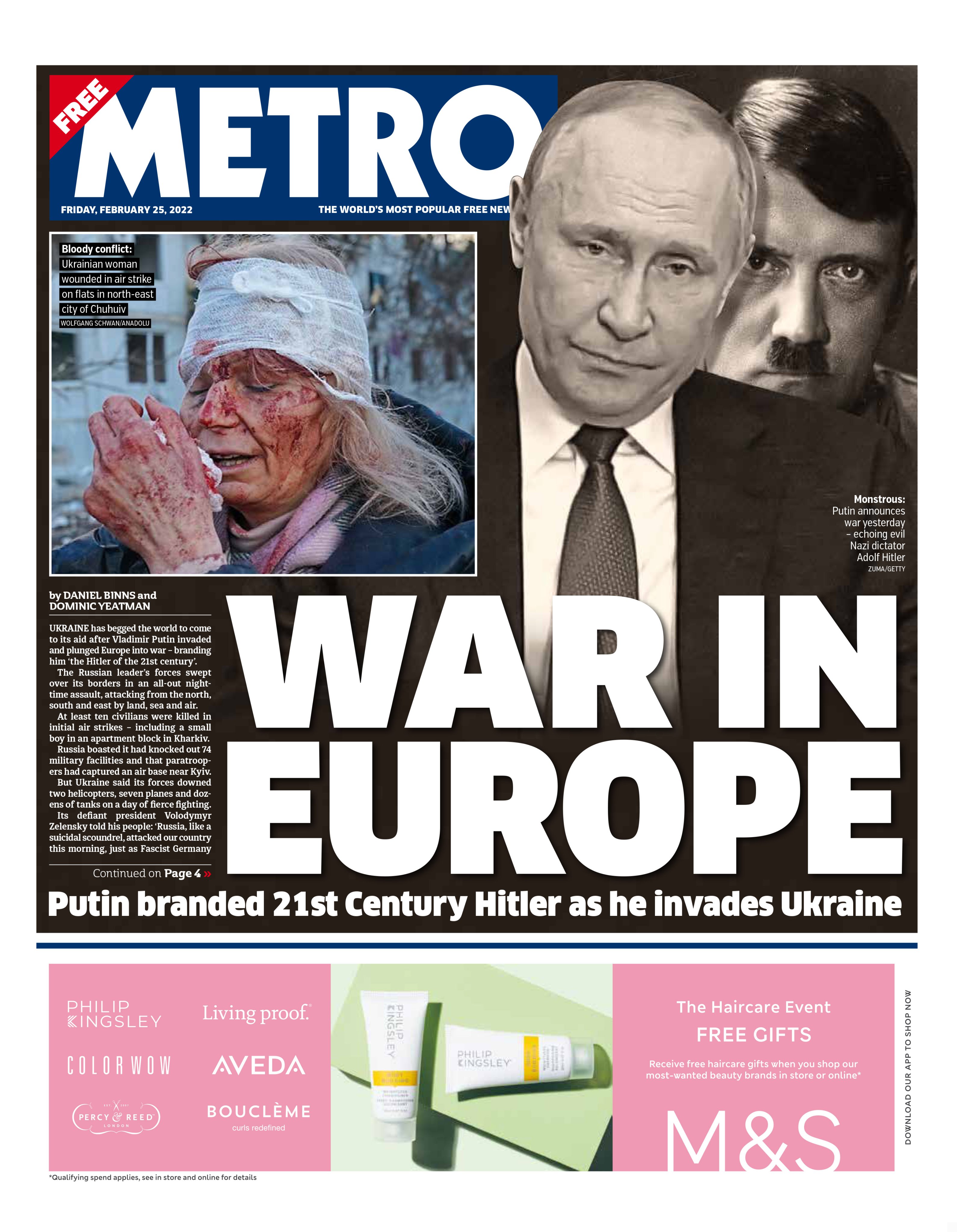 Metro US on Twitter "Friday’s front page WAR IN EUROPE 