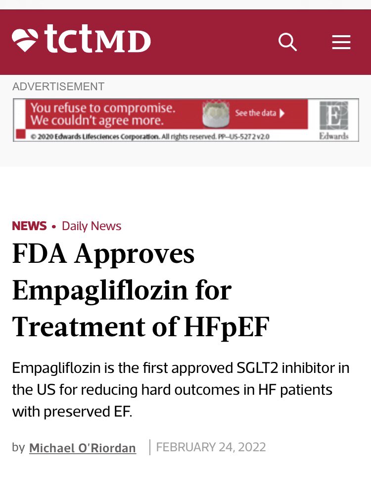 FDA approves Empagliflozin for treatment of HFpEF tctmd.com/news/fda-appro…