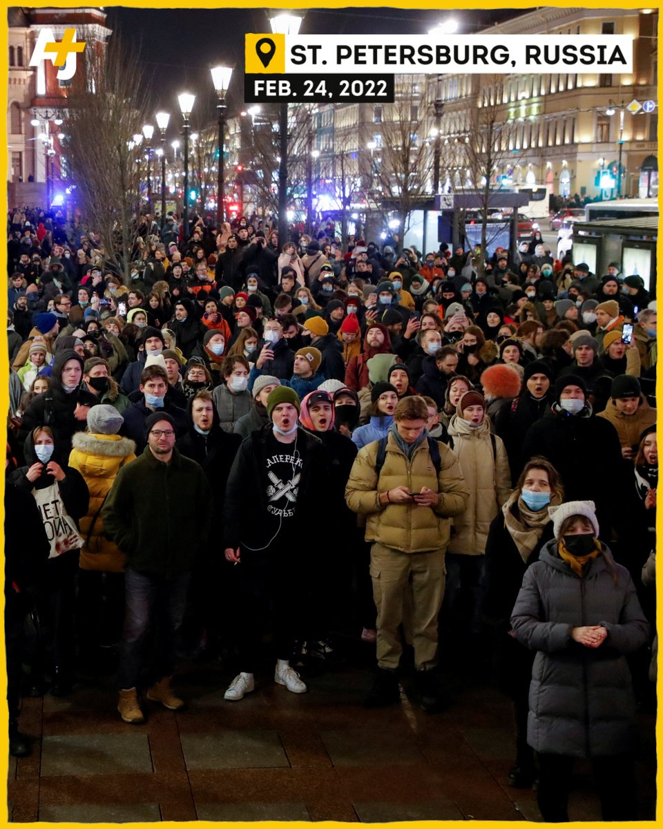 ajplus's tweet photo. Russian police arrested at least 1,600 people protesting against its deadly invasion of Ukraine.

At least 600 people were arrested in Moscow alone, defying a local ban on protests of any kind. One activist said: "I was detained on my way out of the house." https://t.co/X1dIMBK95b