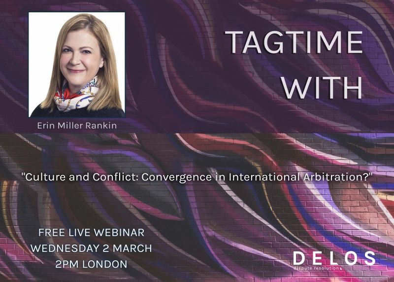 We are pleased to support Season 5 of Delos Dispute Resolution #webinar series 'TagTime'!

Season 5, Episode 3 will take place on March 2, 2022 at 2 pm London and will feature Erin Miller Rankin.

Register: delosdr.org/index.php/tagt…

#ArbitrationEvents