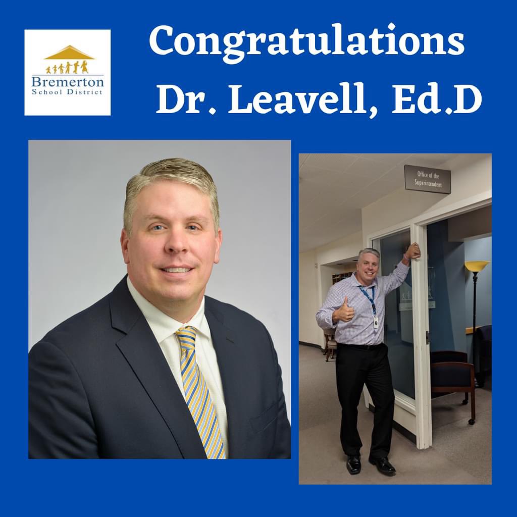Starting July 1st, Superintendent Dr. Aaron Leavell will be joining OESD 114 as their new superintendent. Dr. Leavell's strong leadership, love for Bremerton, and cheerful personality will be sorely missed. Read Dr. Leavell's message at BremertonSchools.org/Superintendent