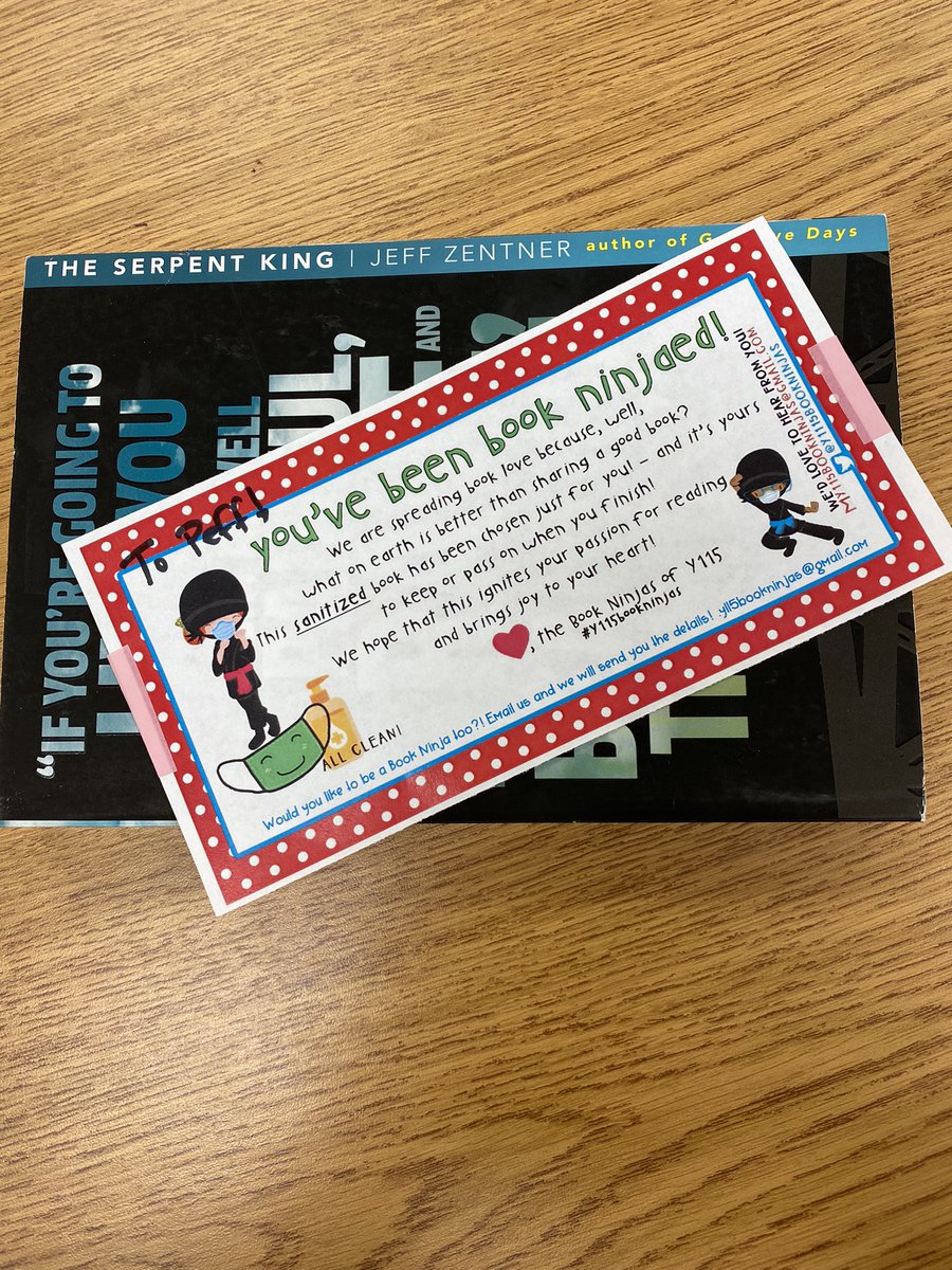 ReaderPeff's tweet photo. Oh. My. Gravy!  I love having another copy of  one of my fav books in my classroom library. Thank you @y115bookninjas for this!  And @jeffzentner, not gonna lie, I have a little teacher-loves-author crush on your books and every character you create. Please keep writing forever!! https://t.co/xJGlwVGbWM