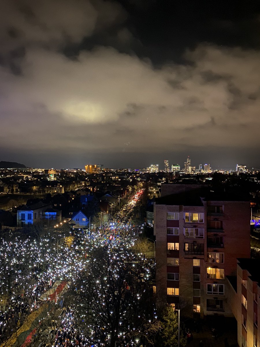 alex_kokcharov's tweet photo. In #Vilnius, #Lithuania, thousands joined a protest outside #Russia’s embassy to demonstrate against Putin’s invasion of #Ukraine: https://t.co/Pv2VCGIn3D