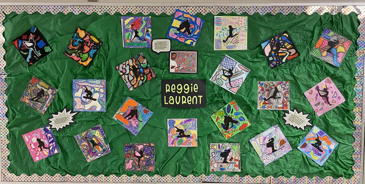 beverms1's tweet photo. Background: BBM’s Reggie Laurent Inspired abstract art  Foreground: Silhouettes of Silverhawks’ favourite sports https://t.co/pvTGamBtBf