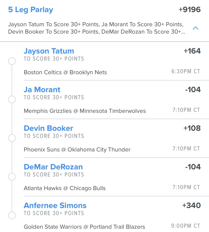 FlameDeaux's tweet photo. #30PointClub @FDSportsbook 

#GamblingTwitter 
#AllMoneyIn https://t.co/hDY3HkZdAK