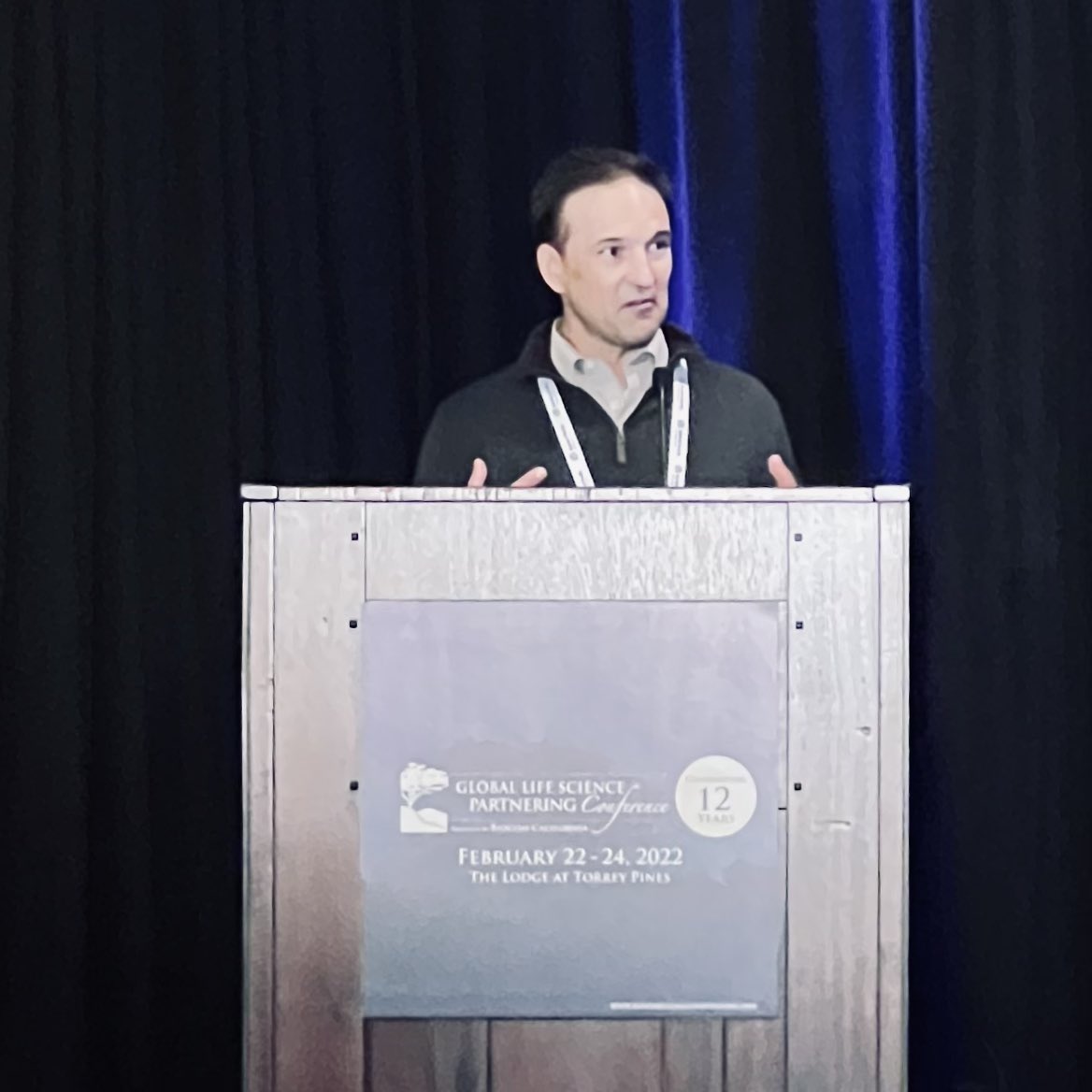 djwhelan's tweet photo. Not the best photo (my fault), but had to share a terrific “dogma destroying” presentation by @DyveBio’s Ryan Beal. Great to see so many #LongLA companies here at @LodgeTorreyPine for @biocom #BiocomGlobalPartnering. Let’s get even more @BioscienceLA community here next year! https://t.co/dVRcIZKnES
