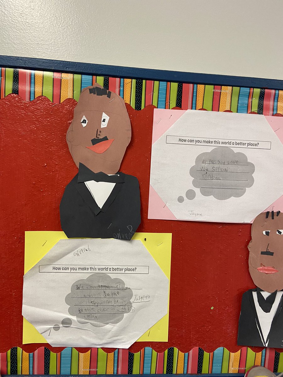 Our Grade 1/2 posters and writing about Dr. Martin Luther King and how each of them is going to make the world a better place!