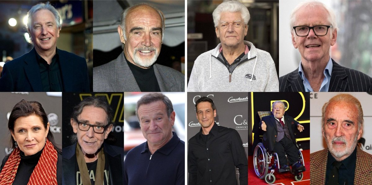 Alan Rickman, Sean Connery, 
Carrie Fisher, Peter Mayhew, 
Robin Williams, David Prowse,
Jeremy Bulloch, Mirco Nontschew,
Kenny Baker, Christopher Lee https://t.co/gnWxz71Zbs https://t.co/p2VzEsAFIY