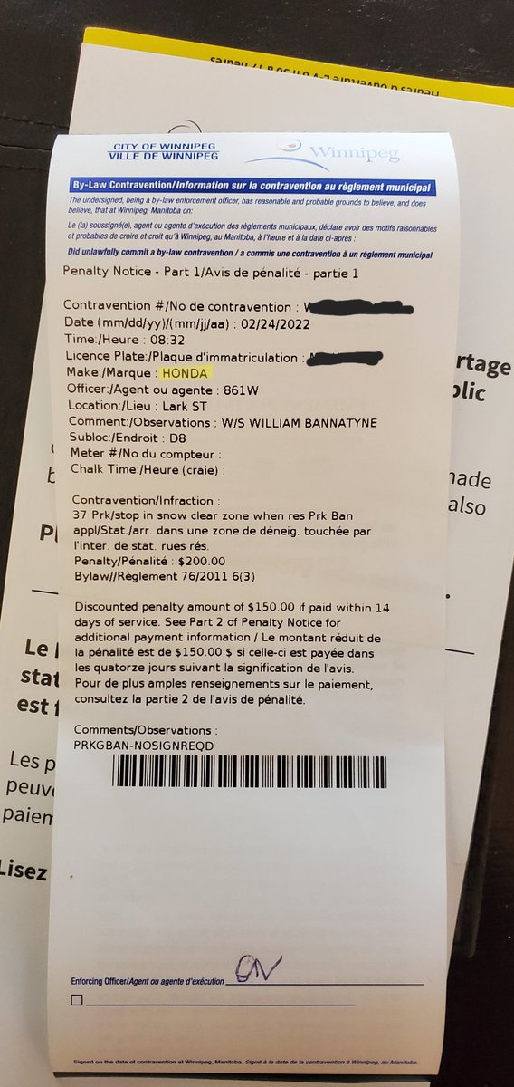 mggf_'s tweet photo. a $200 ticket for parking in an area with no signage nor snow route signs??? during the day??? I get it, I should've known the zone or whatever. not what I wanted to see after getting off my hospital shift 🙃 https://t.co/uN4qoH7iBy