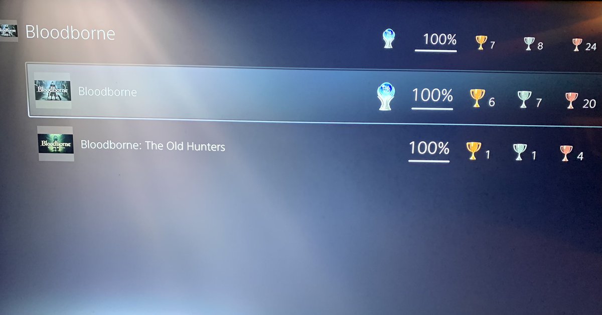 AirePerry's tweet photo. 2 hours until Elden ring comes out and ya boy has finally got the platinum in Bloodborne 😊😊😊 https://t.co/VwPoWwmUFo