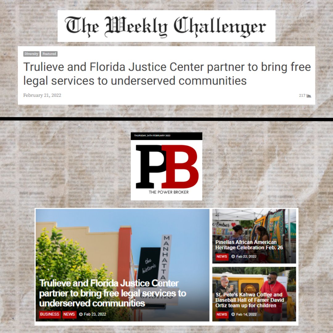 FLJusticeCenter's tweet photo. We're excited for THIS Saturday's legal clinic in St. Petersburg. Articles are now appearing in @WklyChllnger and Power Broker Magazine.

#Partnership #Sponsorship #InTheNews #FLJC4Change #FLJC #LegalClinic #LegalAid #StPete #StPeteFlorida https://t.co/nJRcsA7Cz2