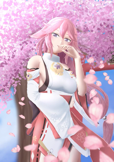 #原神 #yaemikofanart 当てた記念に描きました!バンバン使っていきたいと思います! 