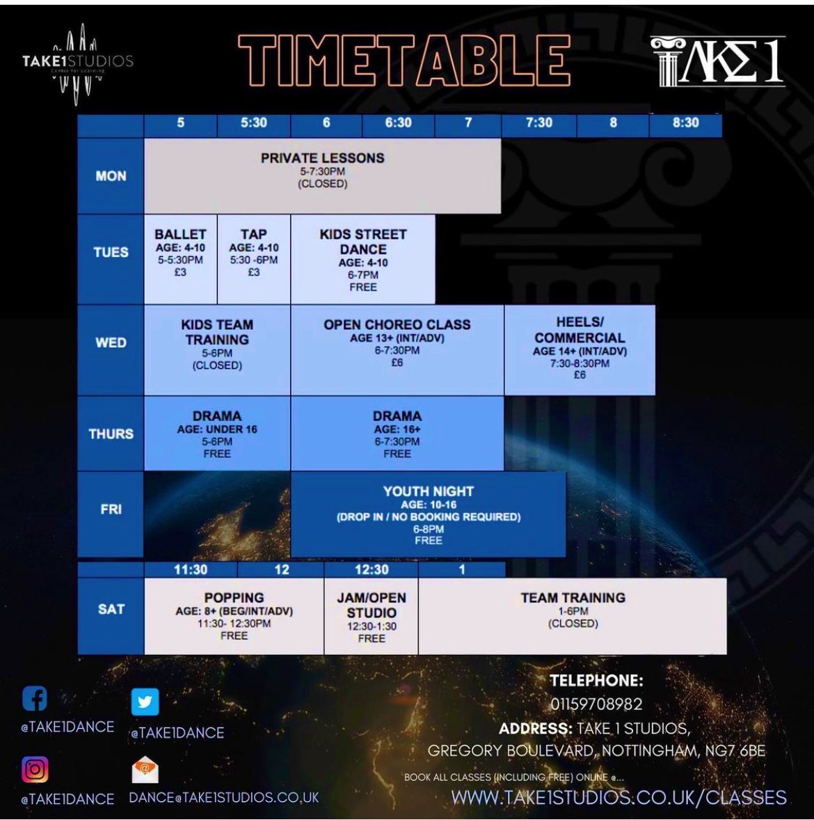 New time table starting March.