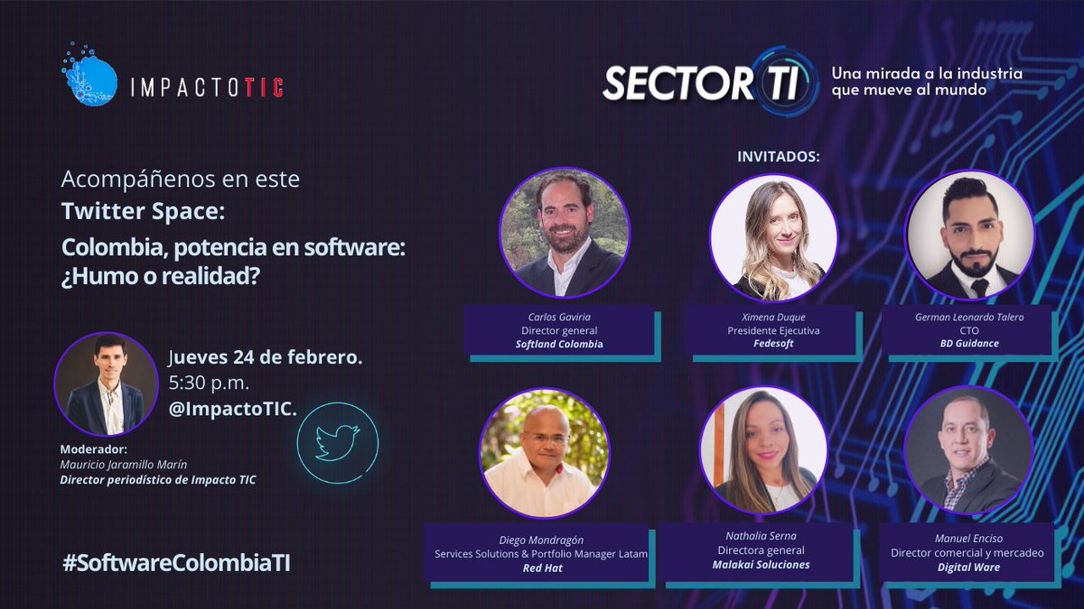 ImpactoTIC's tweet photo. 🗣️#SoftwareColombiaTI
"Colombia se está perfilando y está cogiendo más fuerza como potencia a nivel de software. Con mi experiencia y lo que he podido ver en diferentes países de Latinoamérica, tiene que ver justamente con el talento humano": Carlos Gaviria, @SoftlandOficial https://t.co/vX3tkROUM3