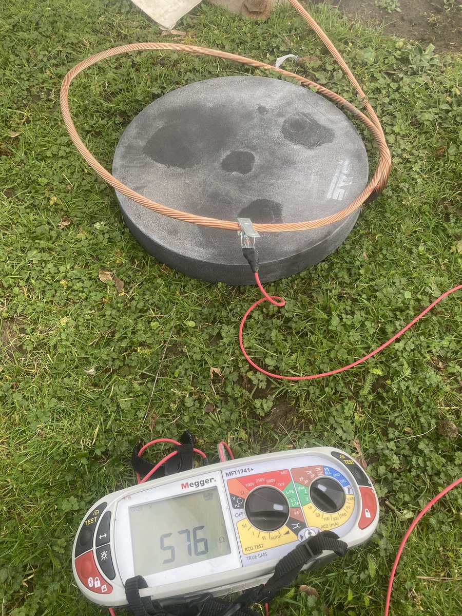 Adventures with ConduDisc, straight out of the bag and on the grass.. 576 ohms. #bs7909 #earthing