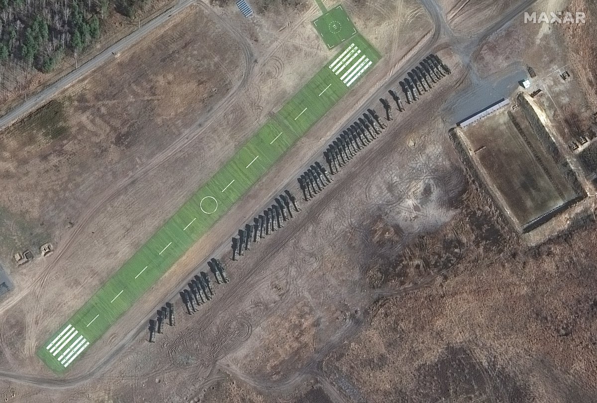 Maxar imagery shows heavy armor and artillery in more than 50 heavy equipment transporters (HETs) assembled at the Brestsky training area near Brest, Belarus: https://www.cnbc.com/2022/02/24/satellite-imagery-shows-russian-attack-on-ukraine-from-space.html  $MAXR