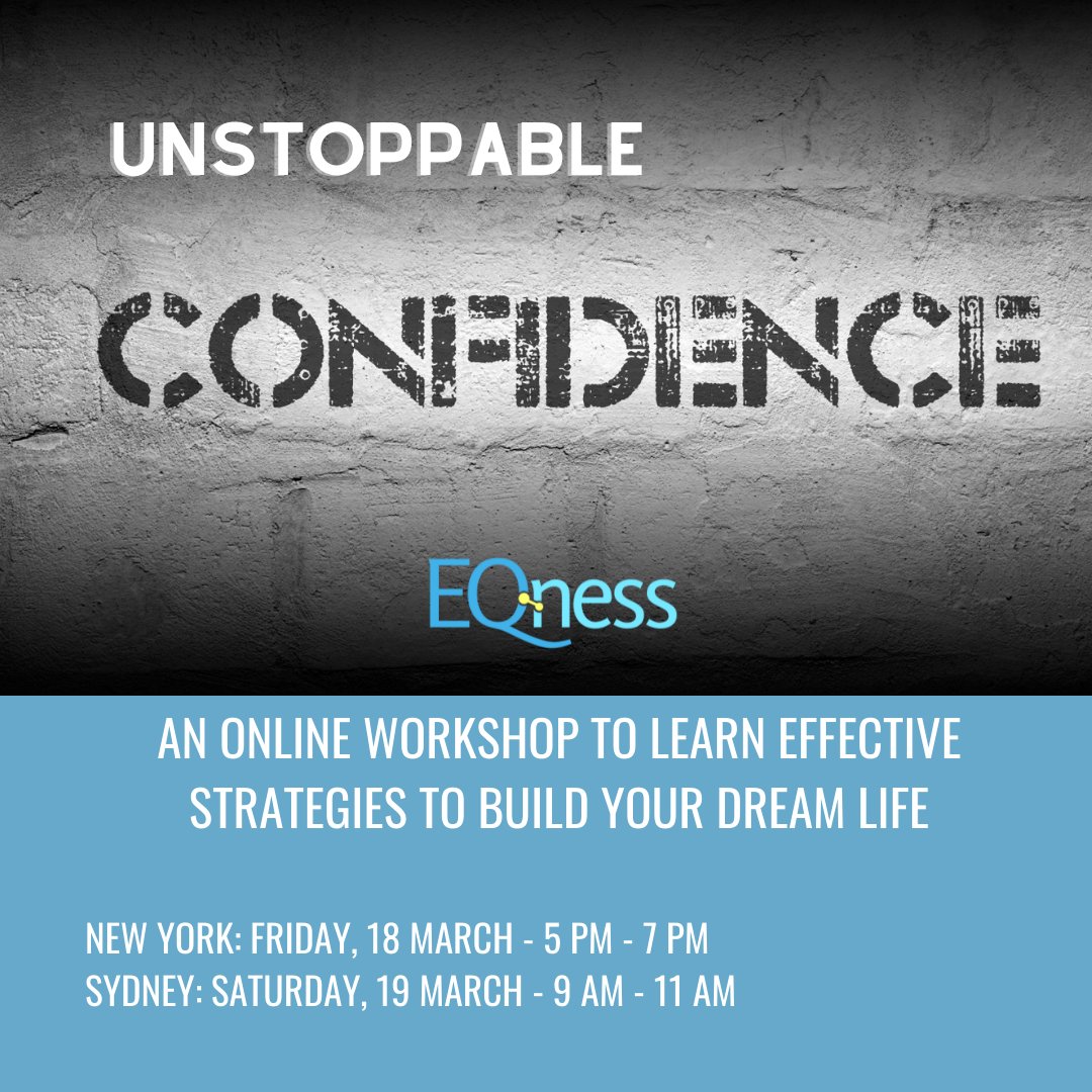 EQness's tweet image. A quick question for you: Is your self-confidence helping you to achieve your goals?
a. Always
b. Often
c. Sometimes
d. Rarely
e. Never
If your answer was not (a), you can do something about it. If you want to know what, check our workshop. 😊

eqness.com/unstop-confide…