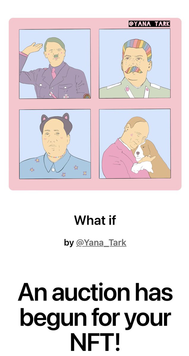 Dear <a href="/Vince_Van_Dough/">VincentVanDough</a> thank you so much for placing the #bid in this very day! Hope the peace is coming and all the dictators would listen to David Bowie instead of preparing World War 💖💘💗

foundation.app/@Yana_Tark/fou…