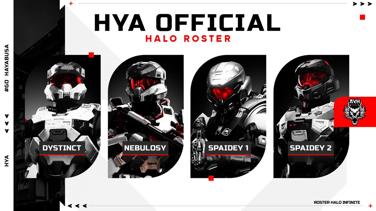 We're happy to announce our new <a href="/HCS/">Halo Esports</a> team that will compete in the official mexican tournaments. 

Welcome aboard guys and good luck! 

<a href="/IDystinct/">Leo VM</a>
<a href="/Spaidey_1/">José Renteria</a>
<a href="/spaidey_2/">Jose Renteria</a>
@nyvls

#GoHayabusa #HYAisback #HaloInfinite