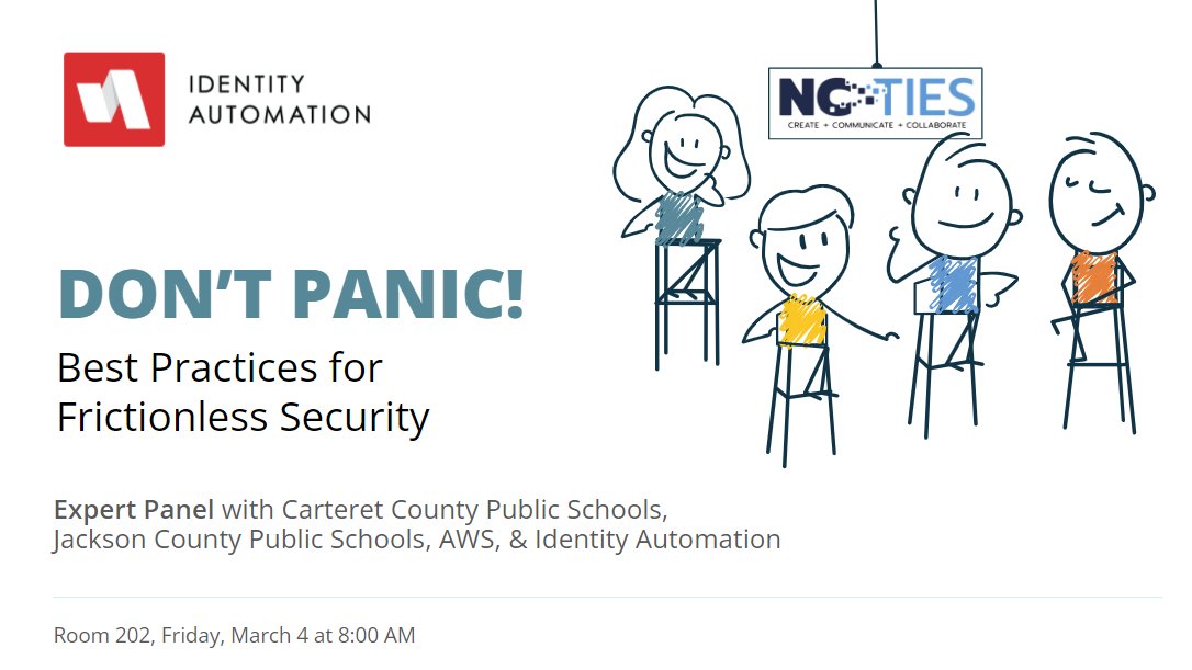 identityauto's tweet photo. We're so excited for #NCTIES22 next week! Don't miss our panel of cybersecurity experts and district leaders on Friday, 3/4 at 8:00am in Room 202! Join @CarteretK12, @jcpsnc, and @AWS as we discuss how to embrace new cybersecurity challenges head-on! https://t.co/pu6fjqUnvk https://t.co/JQQTQ3IiQ4