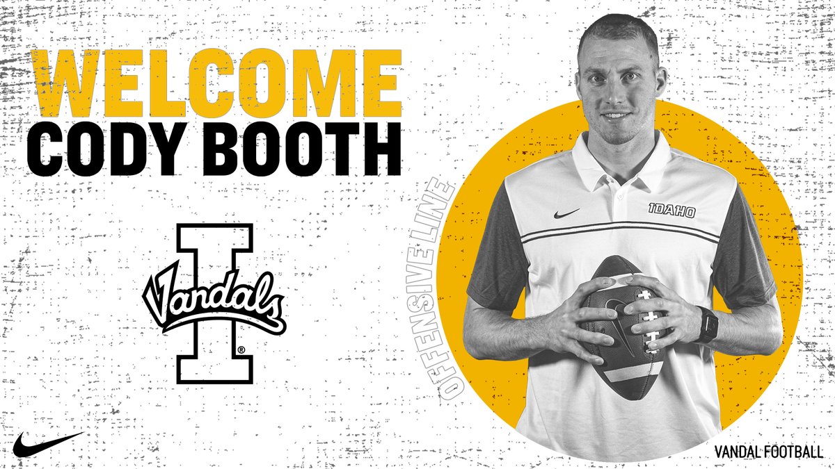 Please help us welcome Cody Booth (@Booof38) as our new offensive line coach. Booth comes to Idaho from Colorado State where he coached Mackey Award winner Trey McBride.

#GoVandals

📰⤵️
govandals.com/news/2022/2/24…