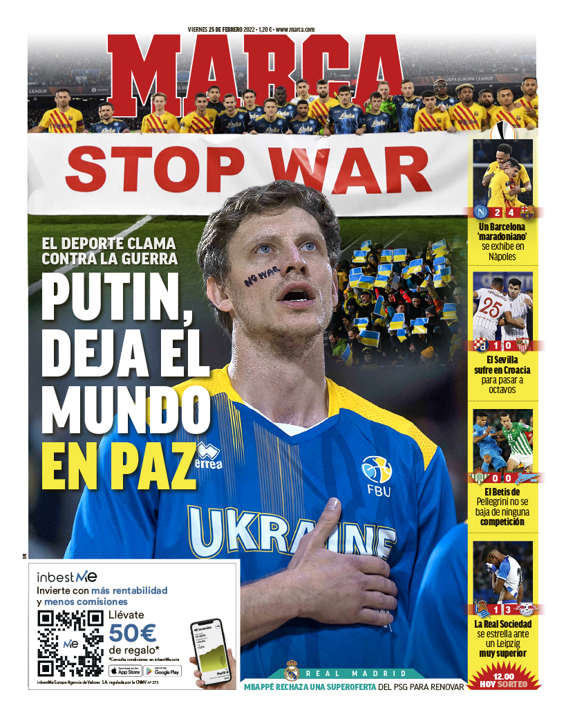 marca's tweet photo. #LaPortada Putin, deja el mundo en PAZ 🕊️ https://t.co/4SOxwcNe45