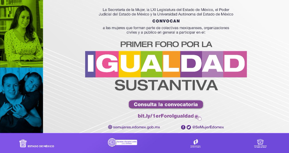 Edomex's tweet photo. No te pierdas este 1, 3 y 4 de marzo el primer foro #PorLaIgualdadEdoméx de la #SeMujerEdoméx. ¡Súmate!, y reflexiona en torno a los Derechos Humanos de las niñas, adolescentes y mujeres. 👧 👩

Consulta más información en 🌐: https://t.co/hTNXZwCGKr. https://t.co/5f8mtoP7hV