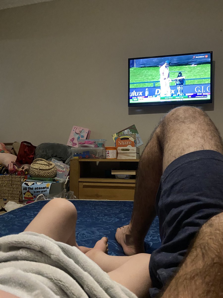 When the Bug can’t sleep…time to watch some cricky! 🏏🏏🏏