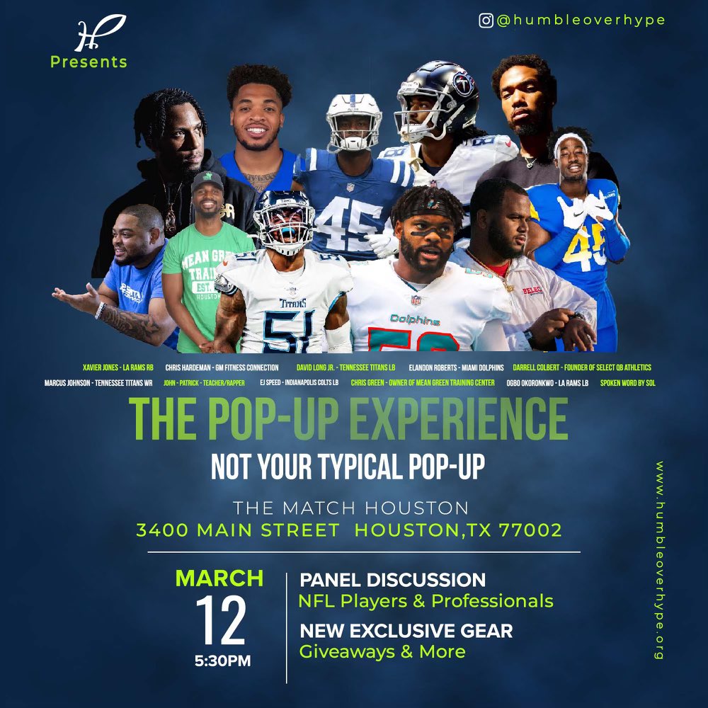 AliefTaylor_FB's tweet photo. HUGE, event taking place 3/12 at The Match Houston.

Featuring:
Alief Taylor legend, and successful businessman Chris Hardeman

Alief Taylor Football legend and Super Bowl Champion Ogbo Okoronkwo

Come learn all the insights on what it takes to be successful at the highest level! https://t.co/4nTG5g4kdB